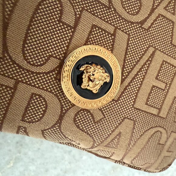 Versace 1020745 La Medusa Canvas Fabric Logo Crossbody All over Bag - Picture 9 of 16